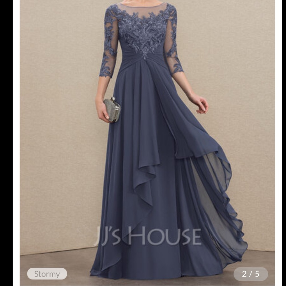 Mother of the Bride A-line Floral Beaded Dress